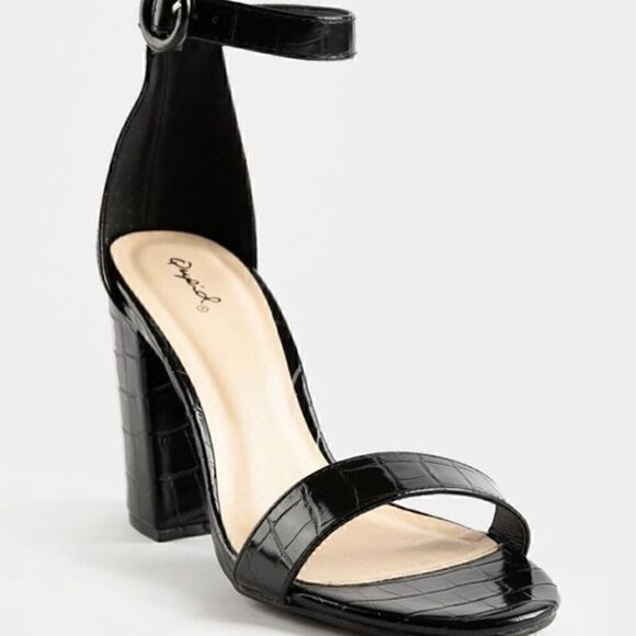 NEW! Black Croc Chunky Heel Size 10 - Picture 4 of 7